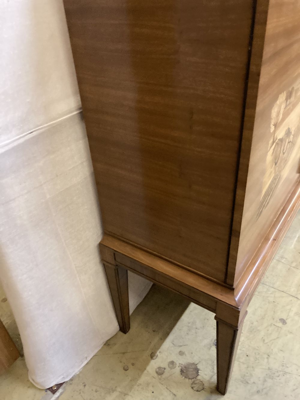 A Swedish inlaid side cabinet, width 134cm depth 47cm height 125cm